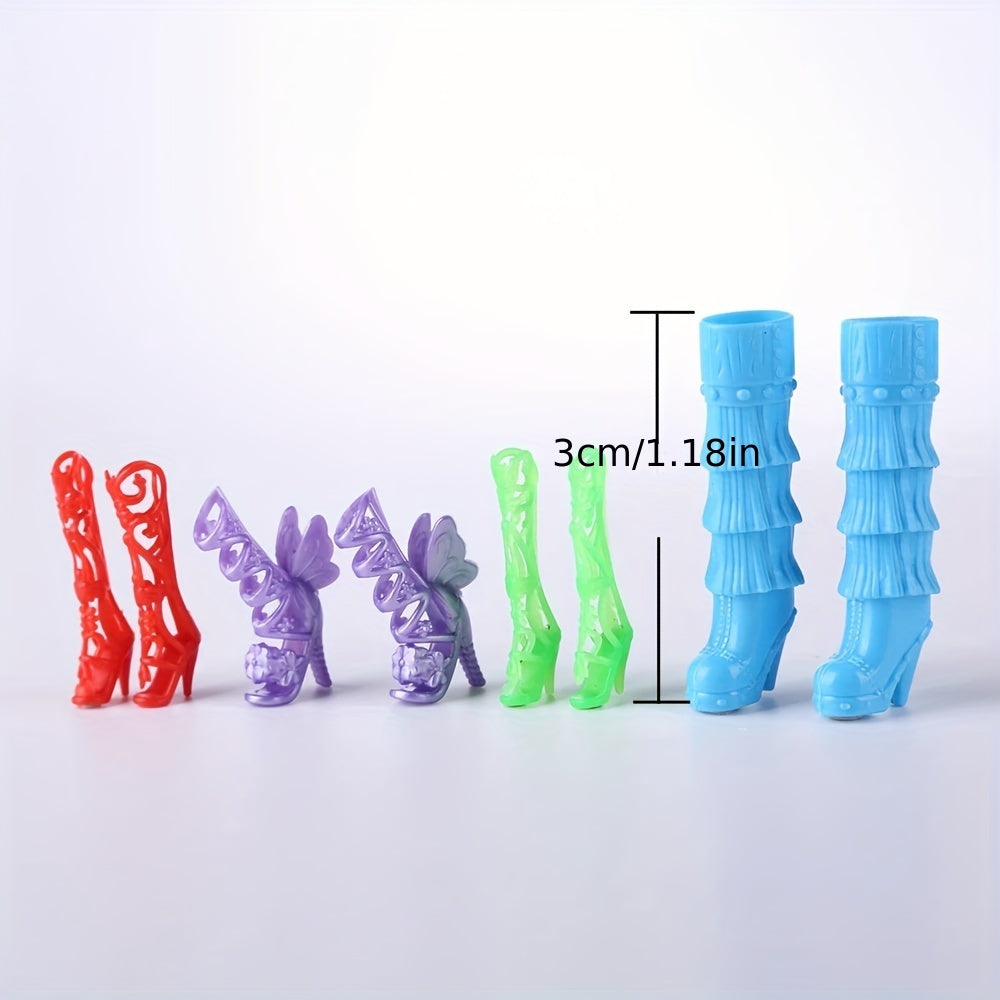 Colorful Doll Shoes Collection Variety Pack High Heels Sandals Flats Boots