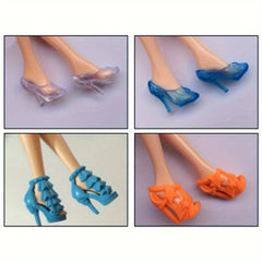 Colorful Doll Shoes Collection Variety Pack High Heels Sandals Flats Boots