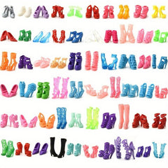 Colorful Doll Shoes Collection Variety Pack High Heels Sandals Flats Boots