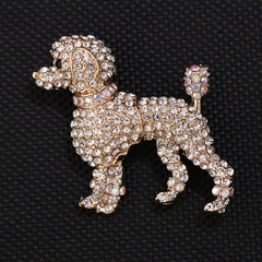 Vintage Small Dog Pin Brooch with Rhinestones in Earth Campus Pattern