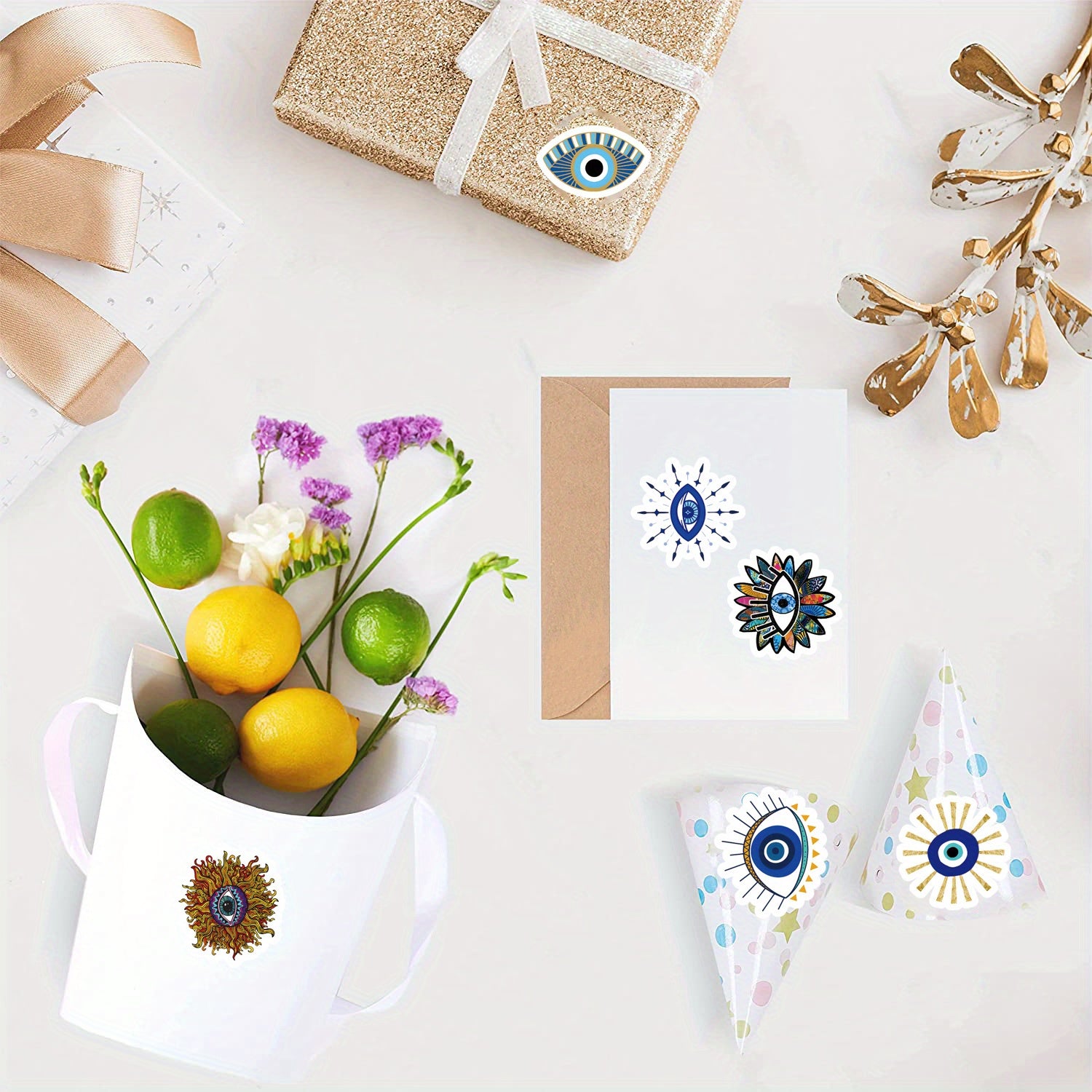 500 Pcs Evil Eye Cartoon Stickers Scrapbooking Envelopes Self-Adhesive Decals