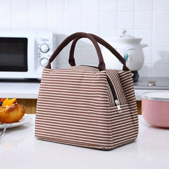 Striped Insulated Lunch Bag Leak Proof Bento Box