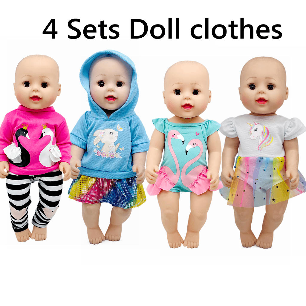 4 Sets Animal Print Doll Dress Clothes Outfits for 15-18 Inch Dolls
