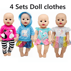 4 Sets Animal Print Doll Dress Clothes Outfits for 15-18 Inch Dolls