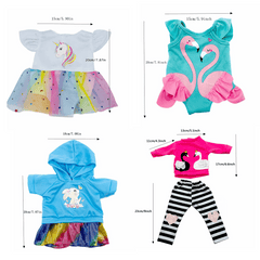 4 Sets Animal Print Doll Dress Clothes Outfits for 15-18 Inch Dolls