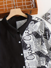Women's Colorblock Print Button Shirt Dress