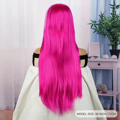 Hot Pink Yellow Lake Pink Wigs Synthetic Cosplay Wig Hair Long Straight Wig