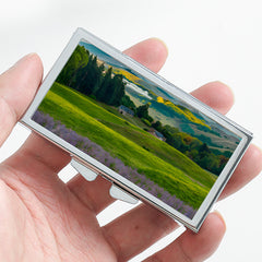 Grassland Pattern Rectangular Medicine Box with 7 Compartments