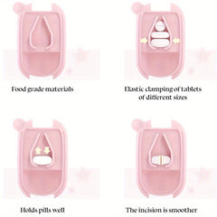 Portable Pill Cutter Dispenser Stainless Steel Blade