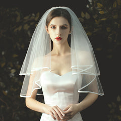 Vintage Double Layer Satin Wedding Veil with Hair Comb