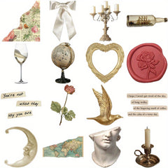 Vintage Inspired Stickers 50 Pieces Artistic Expression Ages 14+ Reusable Shapes