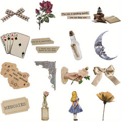 Vintage Inspired Stickers 50 Pieces Artistic Expression Ages 14+ Reusable Shapes