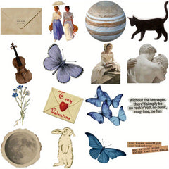 Vintage Inspired Stickers 50 Pieces Artistic Expression Ages 14+ Reusable Shapes