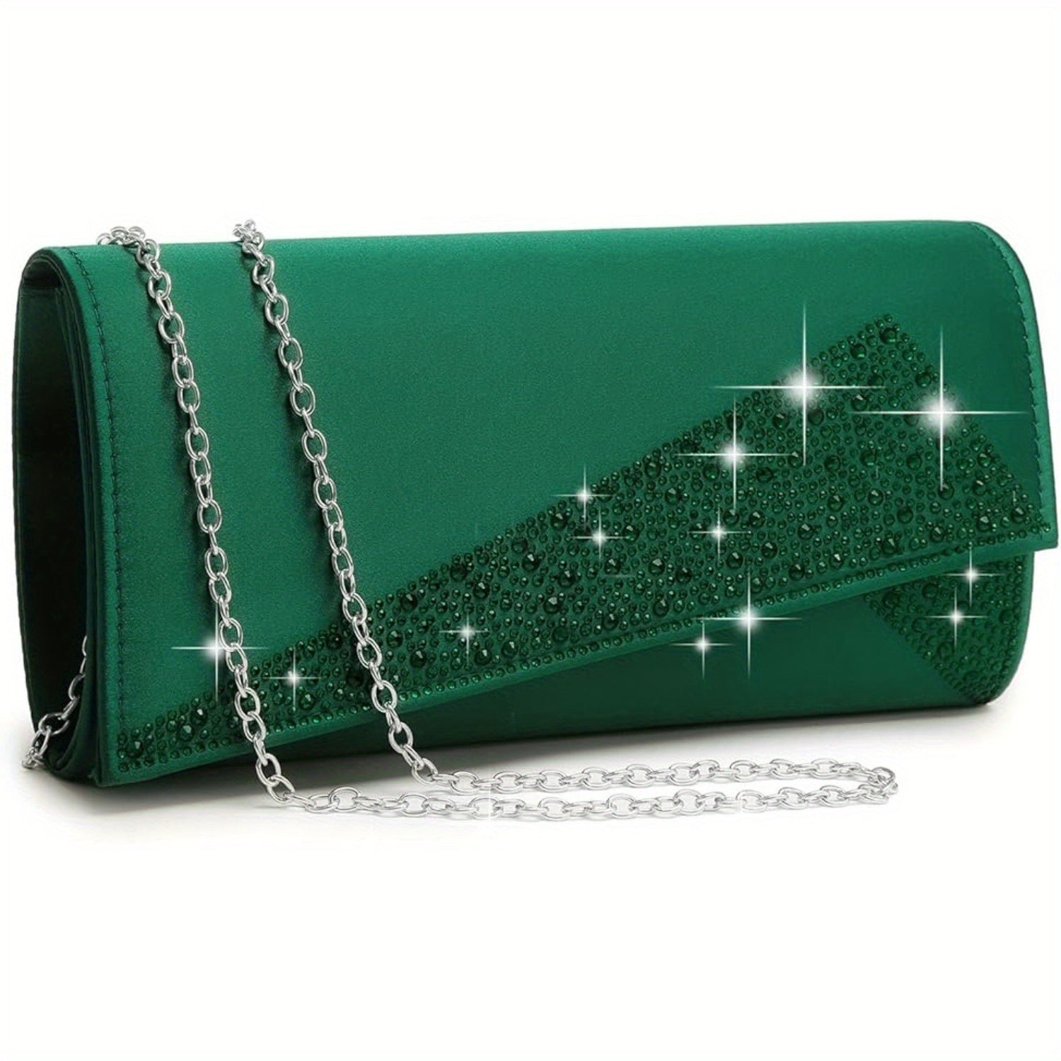 Satin Rhinestone Clutch Evening Bag for Party Wedding