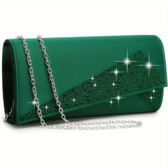 Satin Rhinestone Clutch Evening Bag for Party Wedding