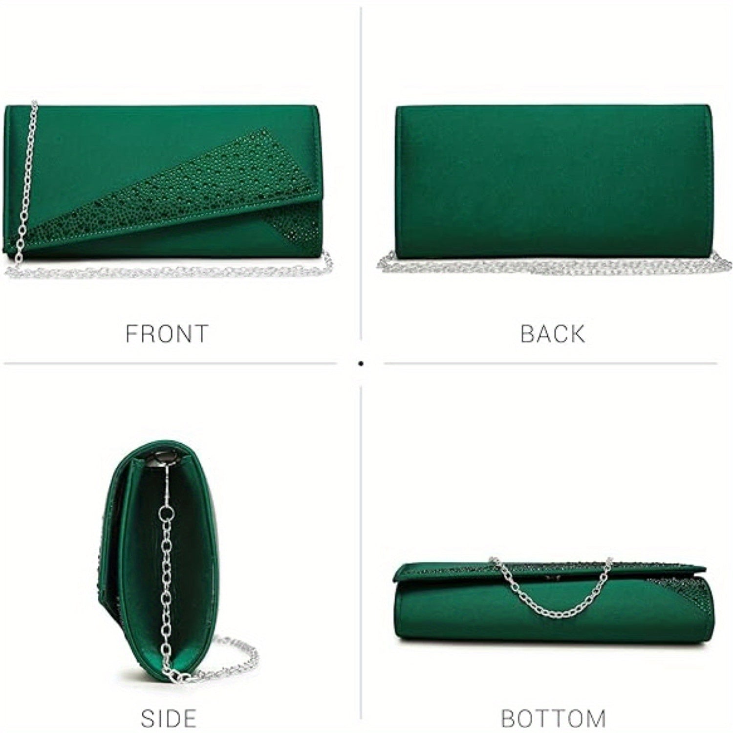 Satin Rhinestone Clutch Evening Bag for Party Wedding