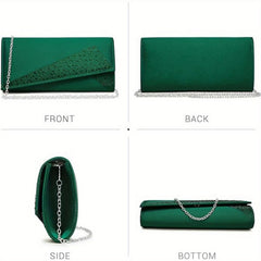Satin Rhinestone Clutch Evening Bag for Party Wedding