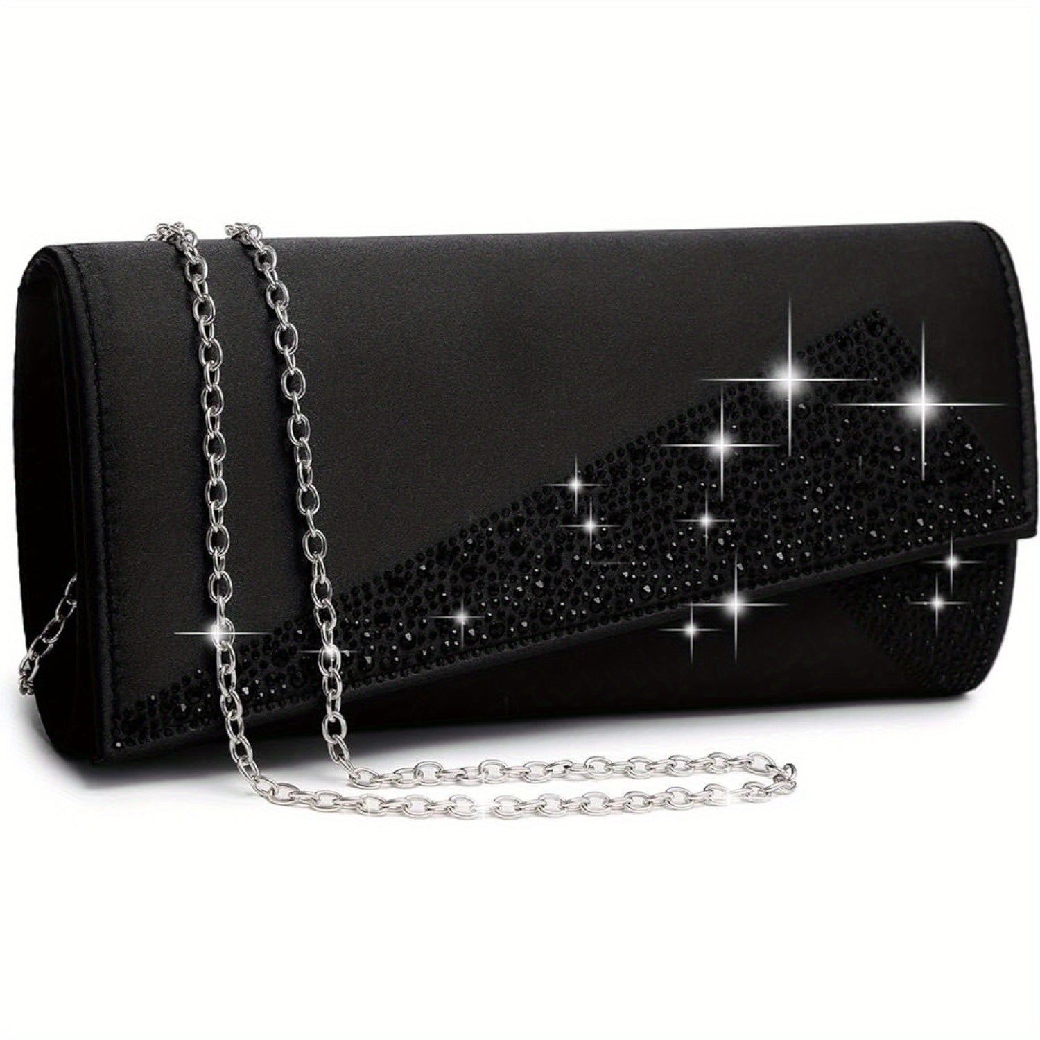 Satin Rhinestone Clutch Evening Bag for Party Wedding