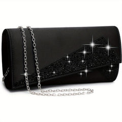 Satin Rhinestone Clutch Evening Bag for Party Wedding