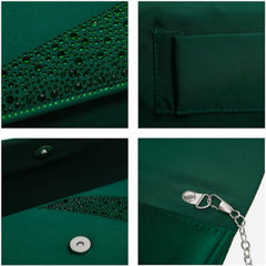 Satin Rhinestone Clutch Evening Bag for Party Wedding