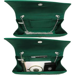 Satin Rhinestone Clutch Evening Bag for Party Wedding