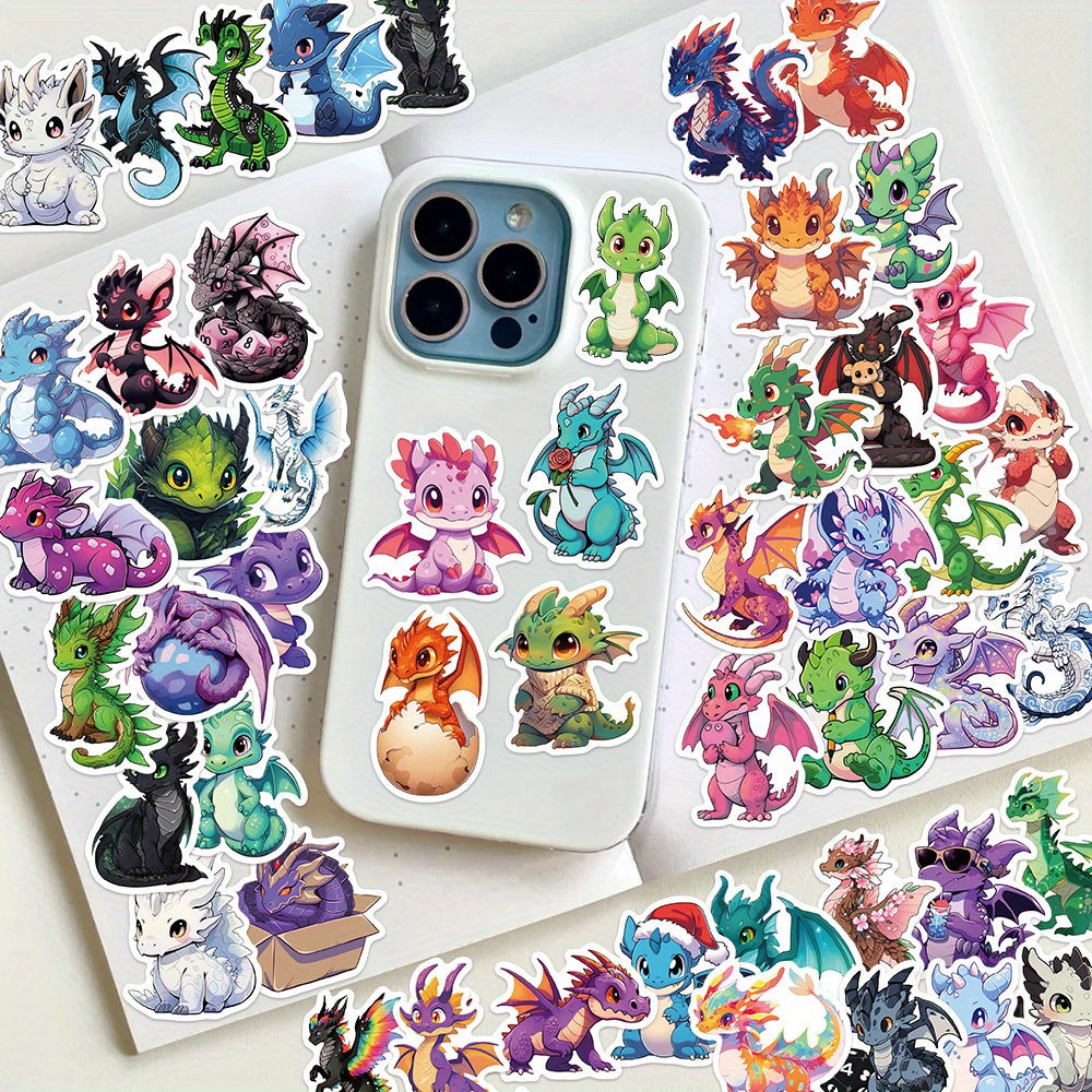 50pcs Cartoon Dragon Stickers for Water Bottles Scrapbooking