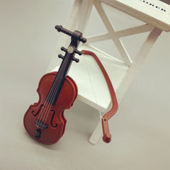 Polished Violin Prop Deep Brown Realistic Details Durable Plastic Dollhouse & Ho