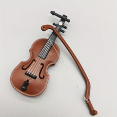 Polished Violin Prop Deep Brown Realistic Details Durable Plastic Dollhouse & Ho