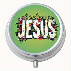 Jesus 3 Creative Print Round Pill Box 3 Compartment Portable Medicine Box