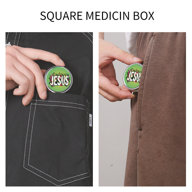 Jesus 3 Creative Print Round Pill Box 3 Compartment Portable Medicine Box