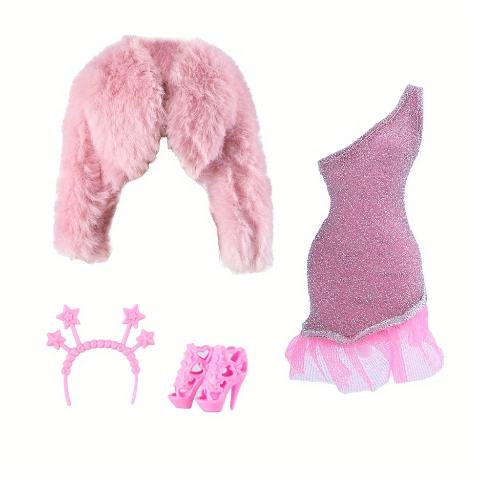 Princess Noble Doll Set Pink Coat Dress Headpiece & Shoe Accessories