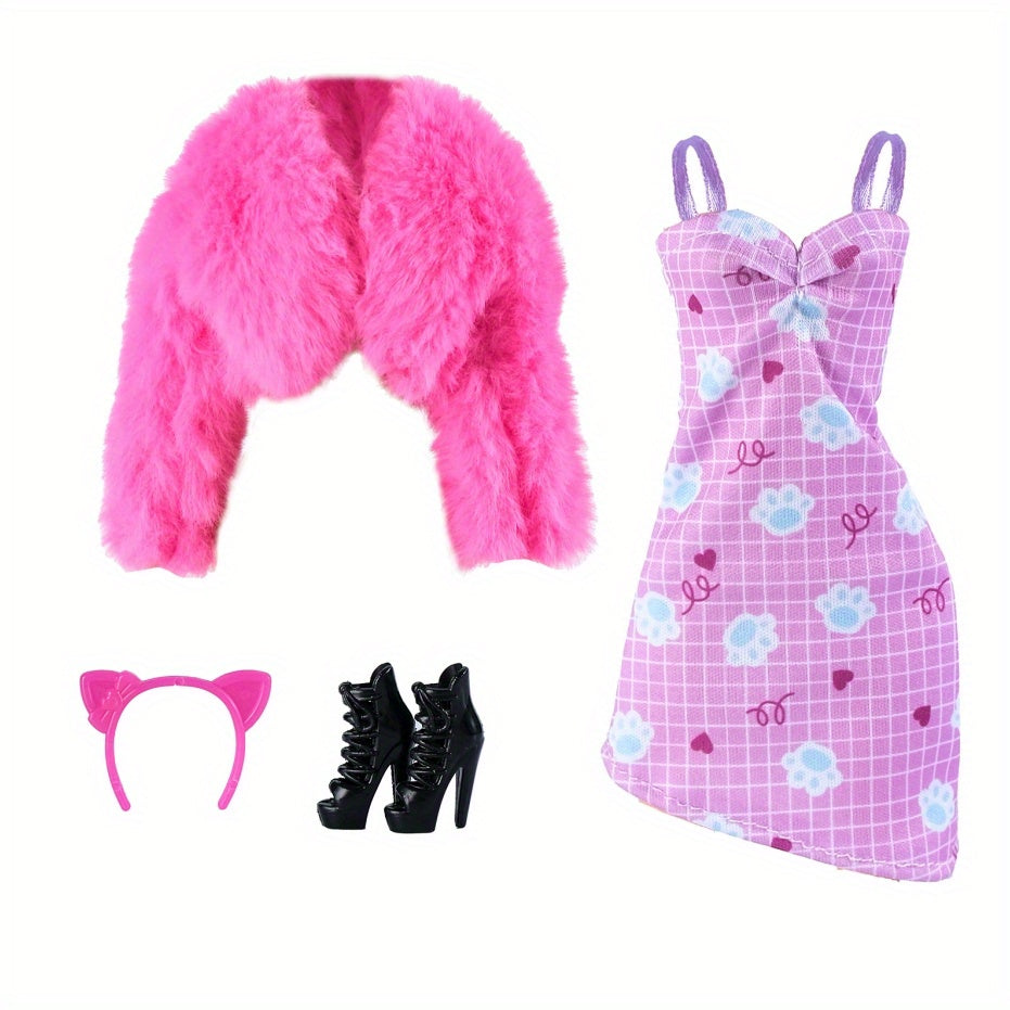 Princess Noble Doll Set Pink Coat Dress Headpiece & Shoe Accessories