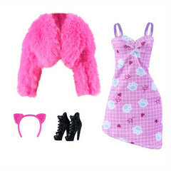Princess Noble Doll Set Pink Coat Dress Headpiece & Shoe Accessories