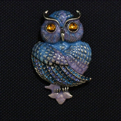 Enamel Owl Clip Vintage Men's Clothing Accessory