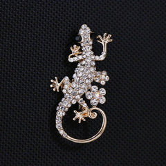 Rhinestone Lizard Brooch w/ Tassel Inlaid Faux Gemstone Accessory Sparkles