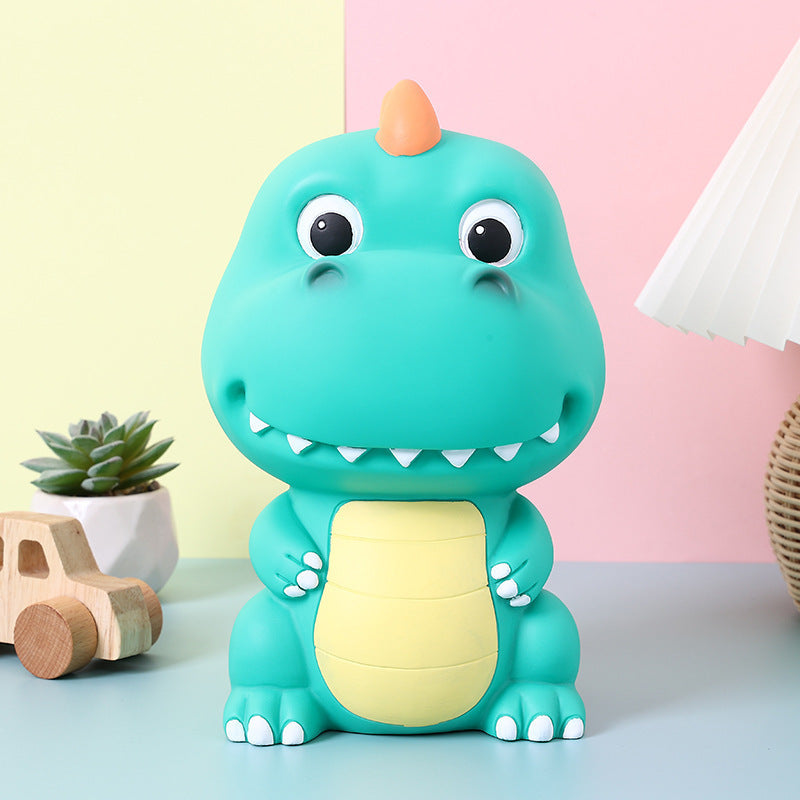 Dino Piggy Bank Green PVC Coin Saving Box