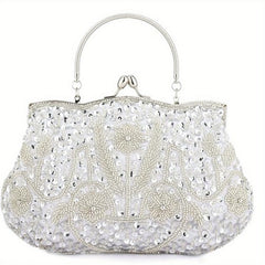 Antique Floral Bead Sequin Handheld Wallet Bag