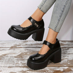Platform High Heels Round Toe Chunky Heel Mary Jane Lolita Shoes