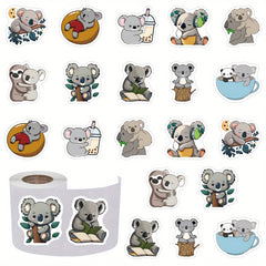 500pcs Koala & Friends Sticker Roll Cute Cartoon Animal Decals Self Adhesive