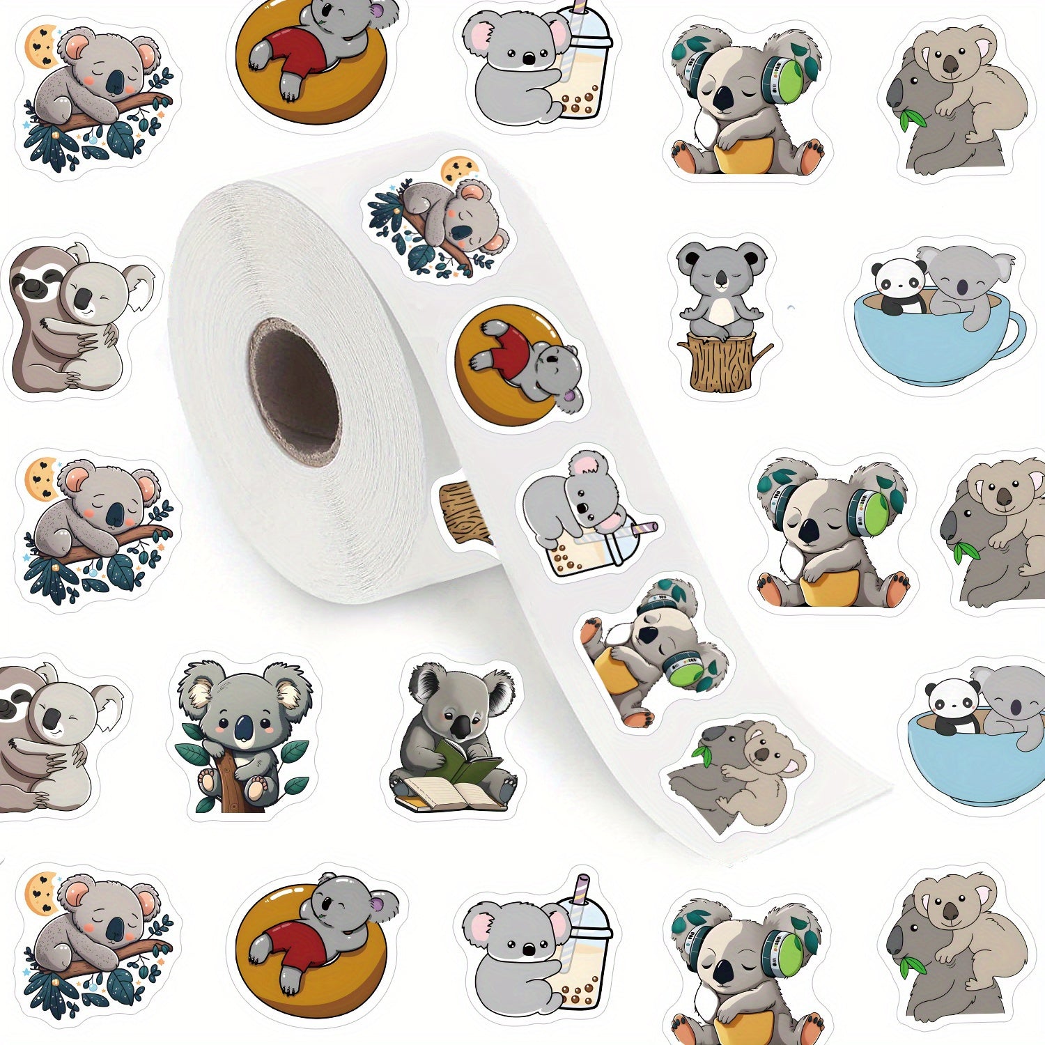 500pcs Koala & Friends Sticker Roll Cute Cartoon Animal Decals Self Adhesive