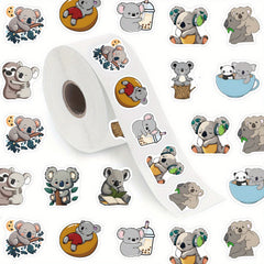 500pcs Koala & Friends Sticker Roll Cute Cartoon Animal Decals Self Adhesive