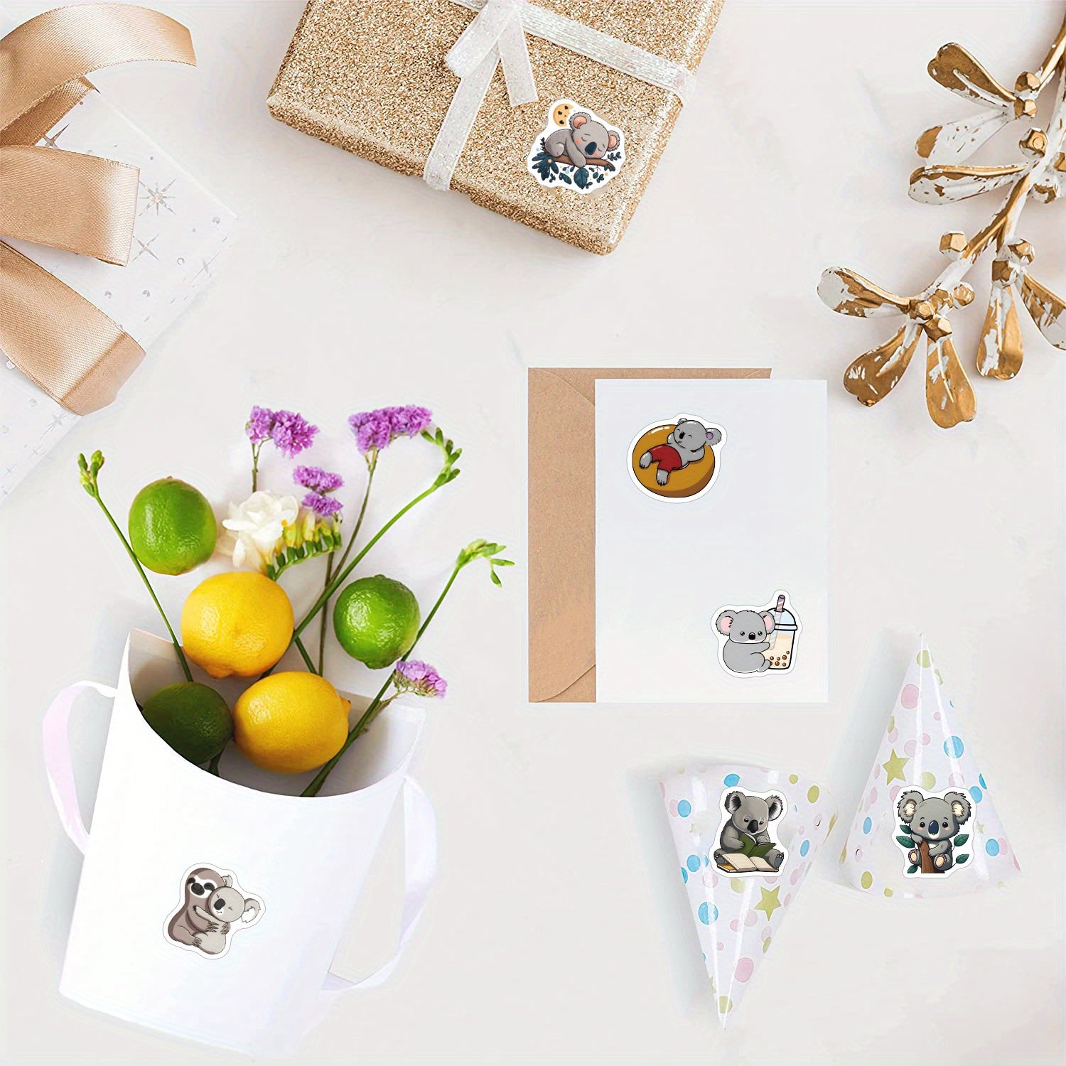 500pcs Koala & Friends Sticker Roll Cute Cartoon Animal Decals Self Adhesive
