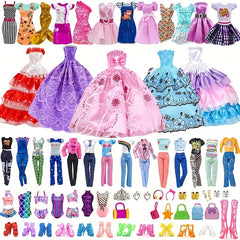 50-Piece Doll Clothes Set for 11.5 Inch Dolls - Dresses, Outfits