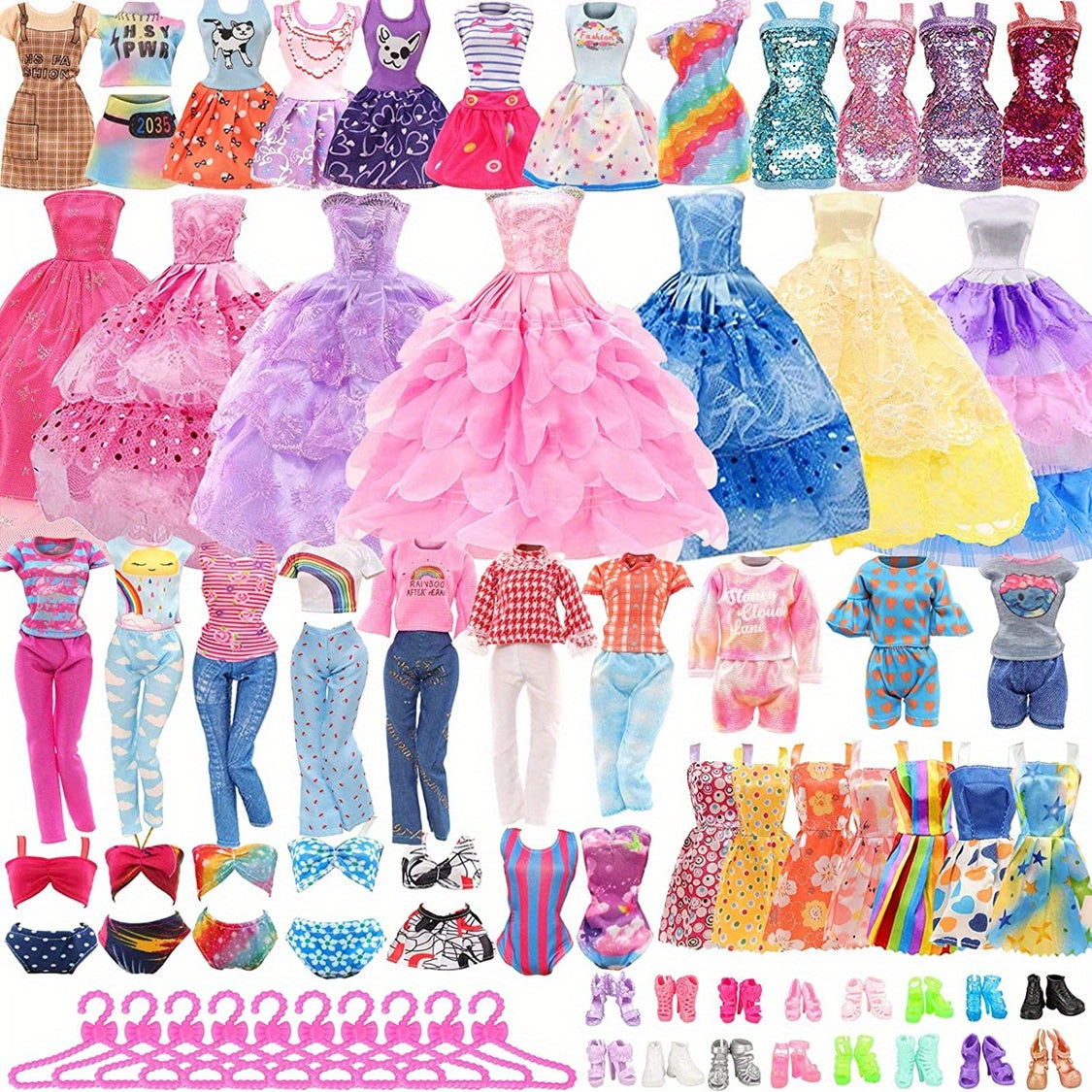 50-Piece Doll Clothes Set for 11.5 Inch Dolls - Dresses, Outfits