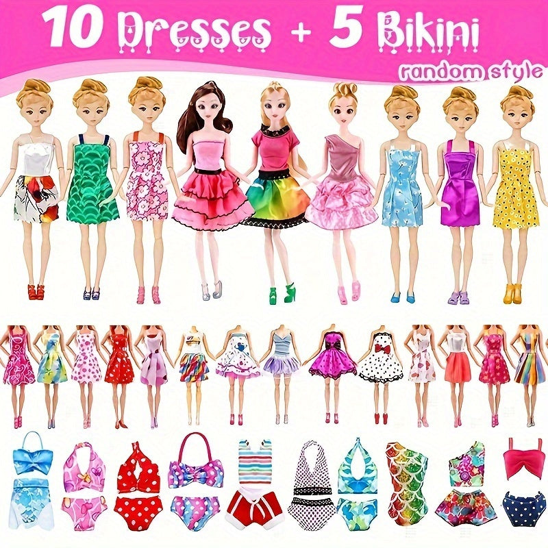 50-Piece Doll Clothes Set for 11.5 Inch Dolls - Dresses, Outfits