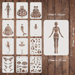 12pcs Princess Themed Plastic Stencil Set for Crafts & Art Projects