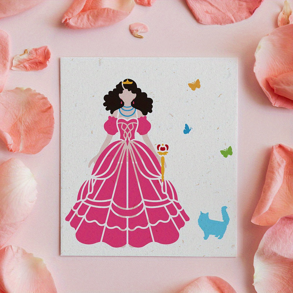 12pcs Princess Themed Plastic Stencil Set for Crafts & Art Projects