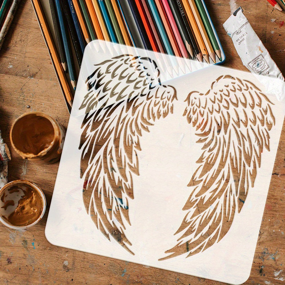 PVC Wing Stencil Template for DIY Scrapbooking Photo Album 30x30cm