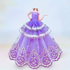 Handcrafted Princess Party Ball Gown Dress with Veil for Doll