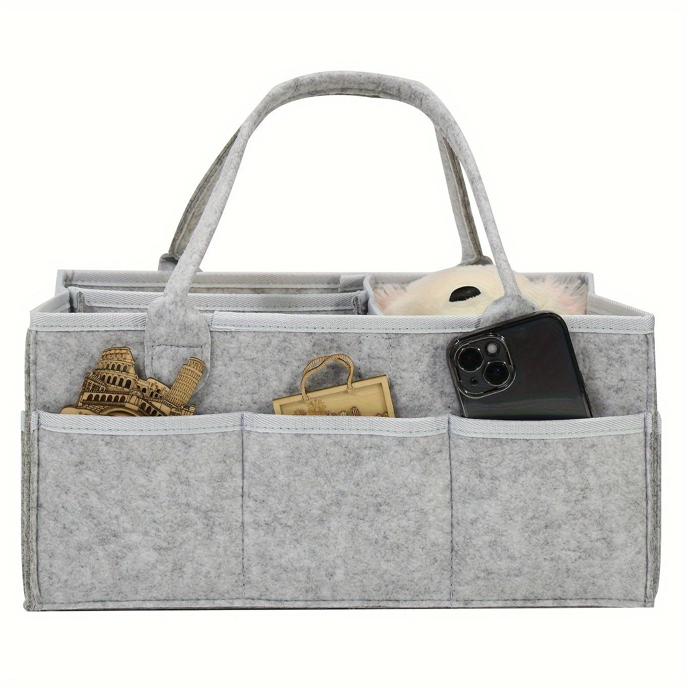 Grey Felt Cloth Mommy Basket Diaper Bag Storage Box